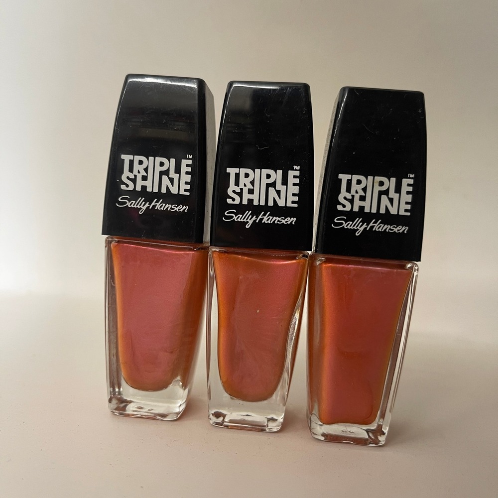Lot of 3 Sally Hansen Triple Shine Nail Color 130‎ Blow Bubbles Iridescent Coral